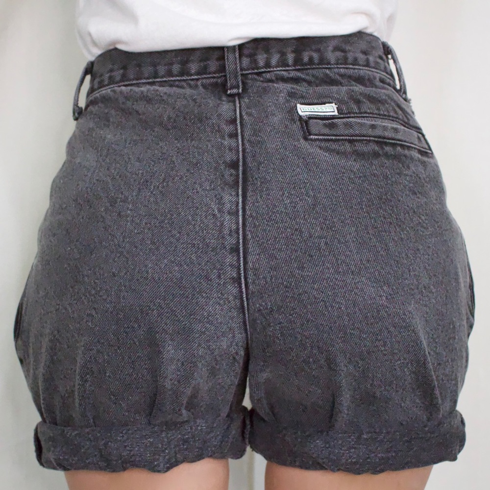 VINTAGE GUESS WASHED BLACK DENIM SHORTS